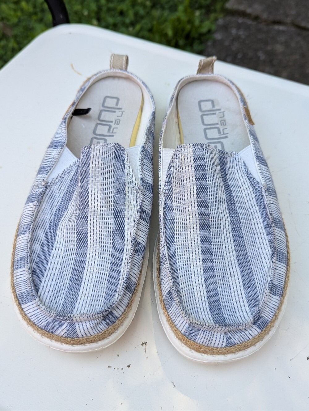 Hey Dude Striped Slides Women's Size 8